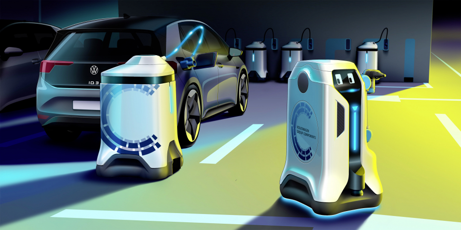 роботы на зарядных станциях Volkswagen 